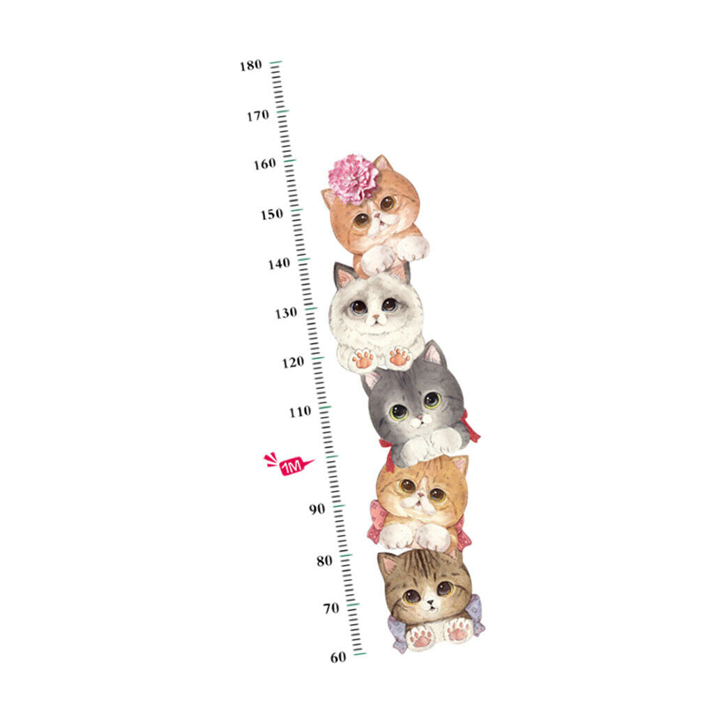 Animal Cats Height Chart Measure for Kids Children Wall Art Mural Decor Vinyl