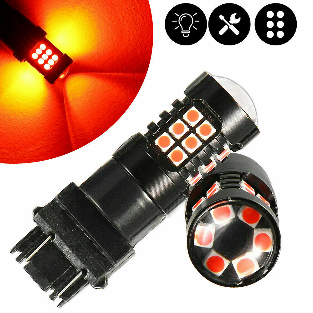 2PCS 3157 Red LED Strobe Brake Light Flashing Safety Blink For Tail Parking Bulb