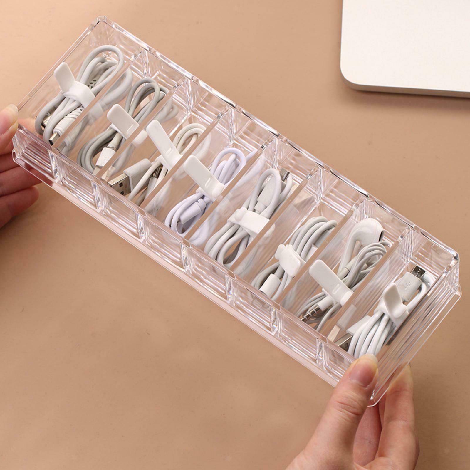 Desktop Plastic Electronic Organizer Box Cable Storage Case for Data Cable