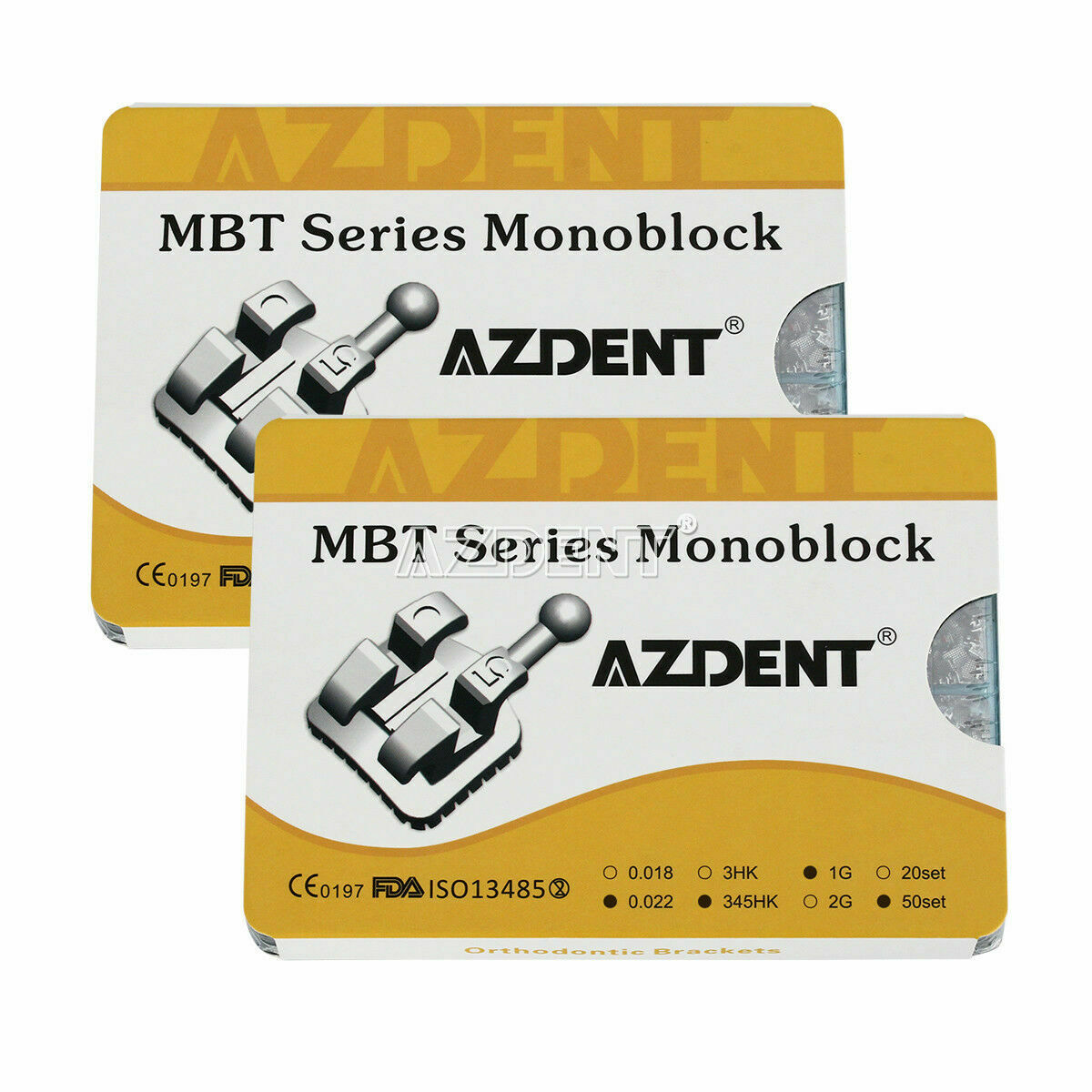 2 X Orthodontic Bracket Monoblock MIM Mini Dental MBT.022 345 Hooks 50 Sets/Box
