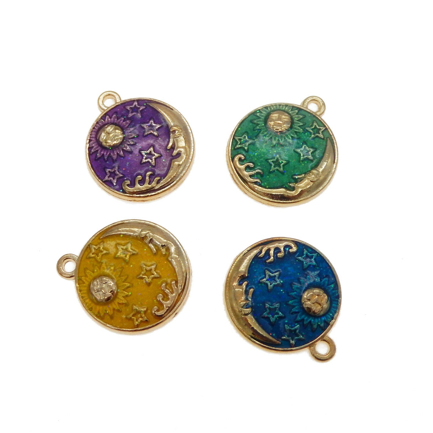 Lot of 12 Starry Sky Enamel Charm Pendant Moon Sun Star Jewelry Craft 23*20mm