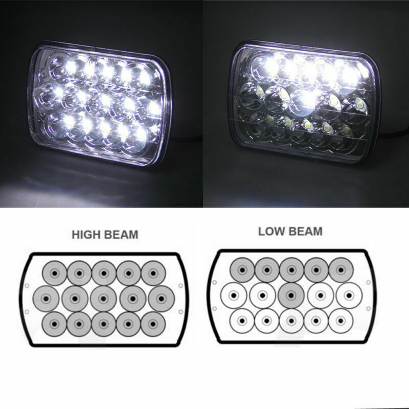 7"X6'' 15LED HID Bulb Auto Light Crystal Clear Sealed Hi/Lo Beam Headlight Lamp