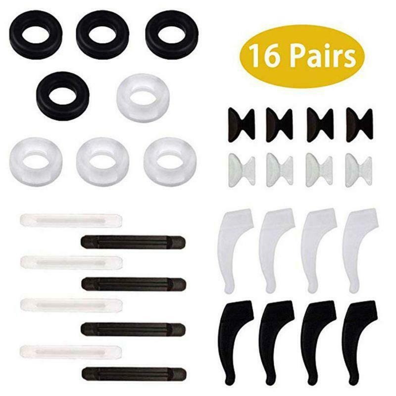 16 Pairs Anti-slip Silicone Round Eyeglass Retainers Nose Pads Ear Hooks Glasses