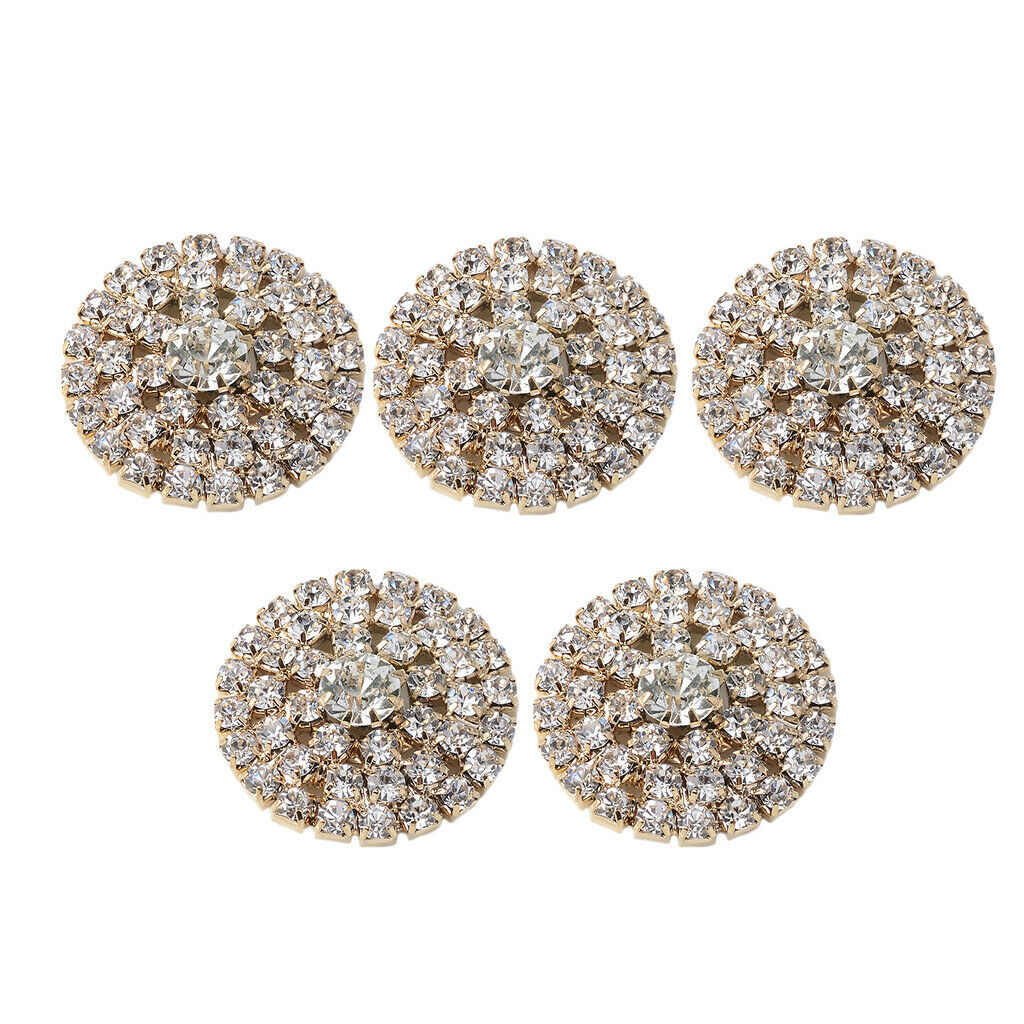 5pcs   Round   Alloy   Rhinestone   Crystal   Flatback   Craft   Buttons