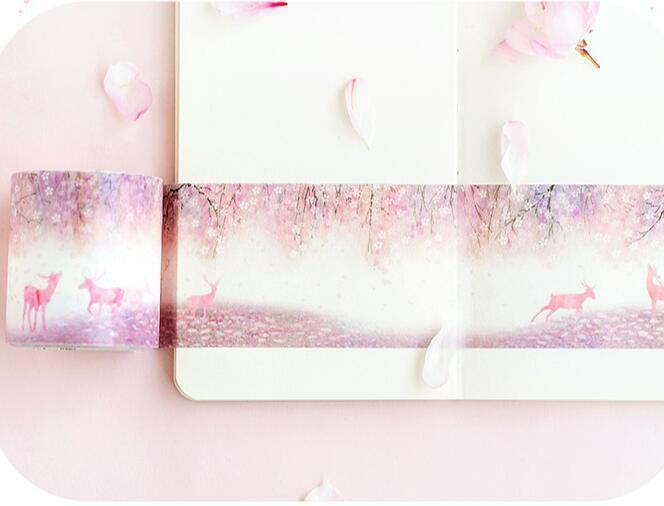 1X Pink series forest Washi Paper Tape Diary decorative masking tape 5cm