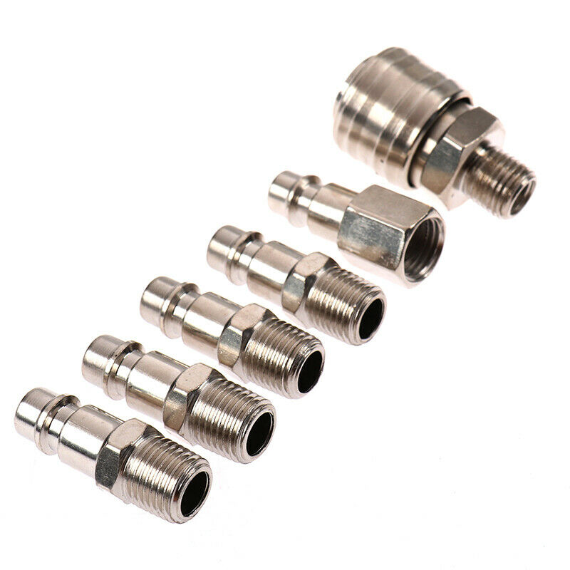 6Pcs EURO Air Line Hose Compressor Fitting Connector Quick Release Set 1/4"BDAU