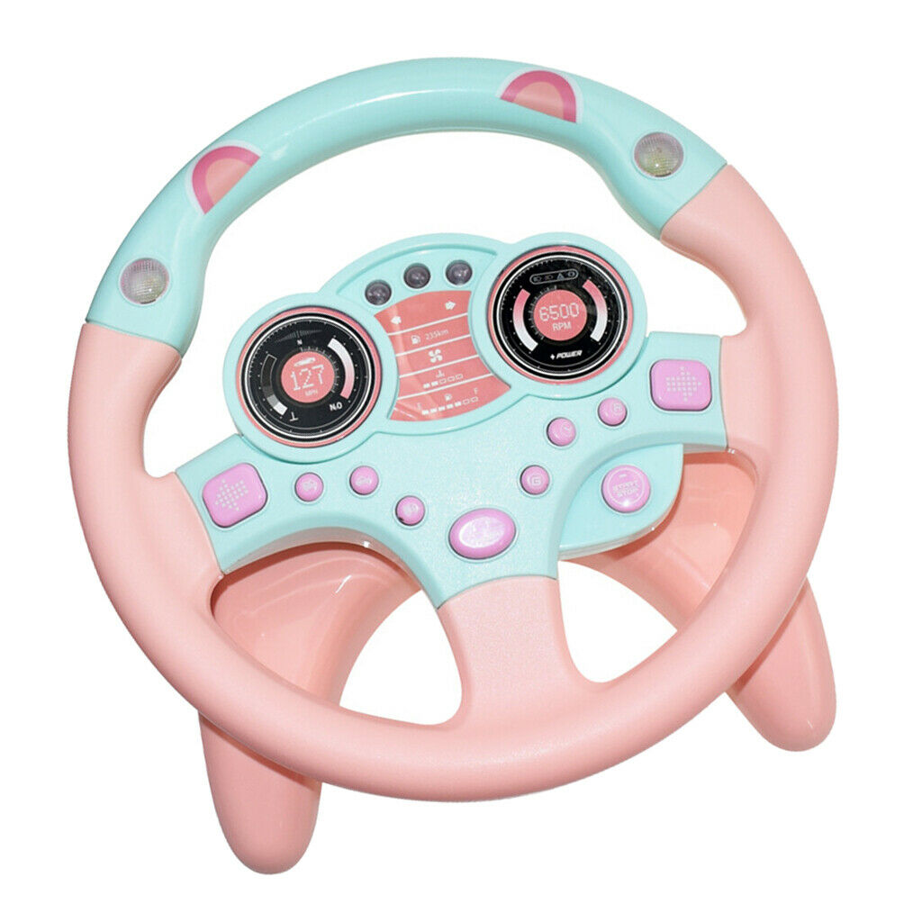 Kid Room Decoration Toys Simulates Co- Steering Wheel for Birthday Gift - Pink