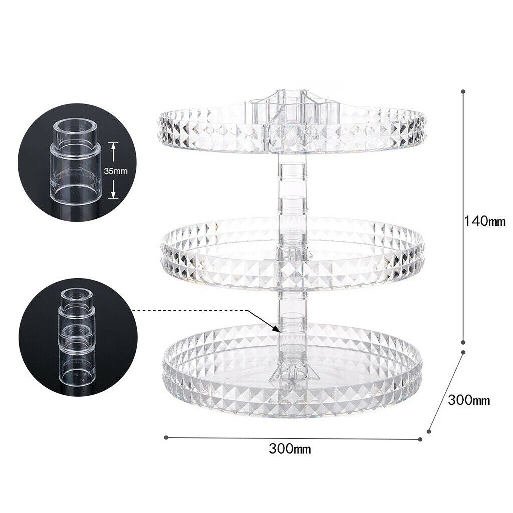 Makeup Organizer Transparent 3-Tier for Bathroom Dressing Tables Cosmetics