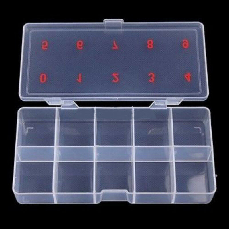 10 Plastic Storage Box Case Nail Art False Tips Gems  Makeup Empty Container