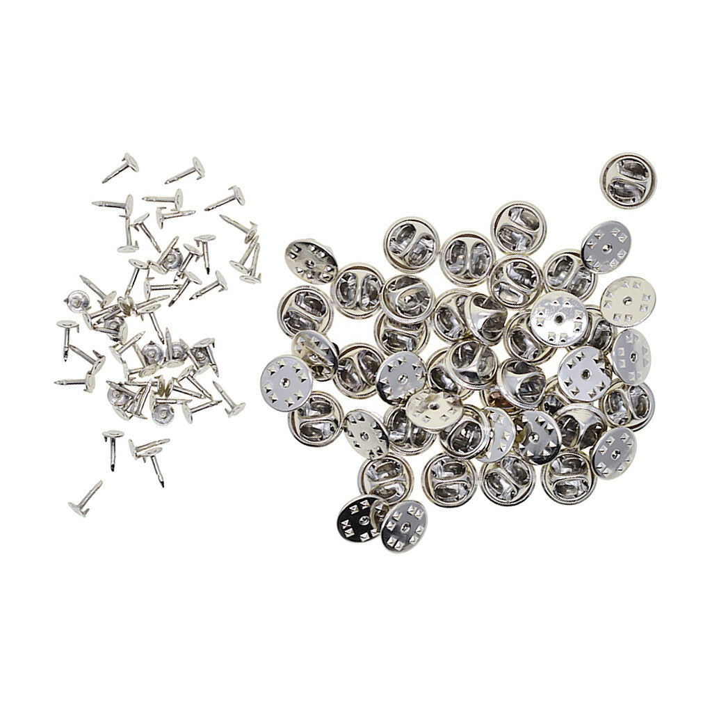 50 Sets Badge Tie Tags Tacks Butterfly Pinch Back Pins Clutch Back Lapel Pin