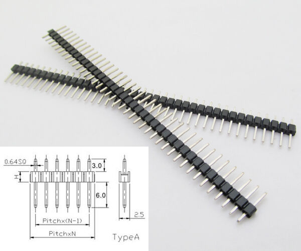80pcs 40Pin Male IC Single Row Flat Header Socket 2.54mm