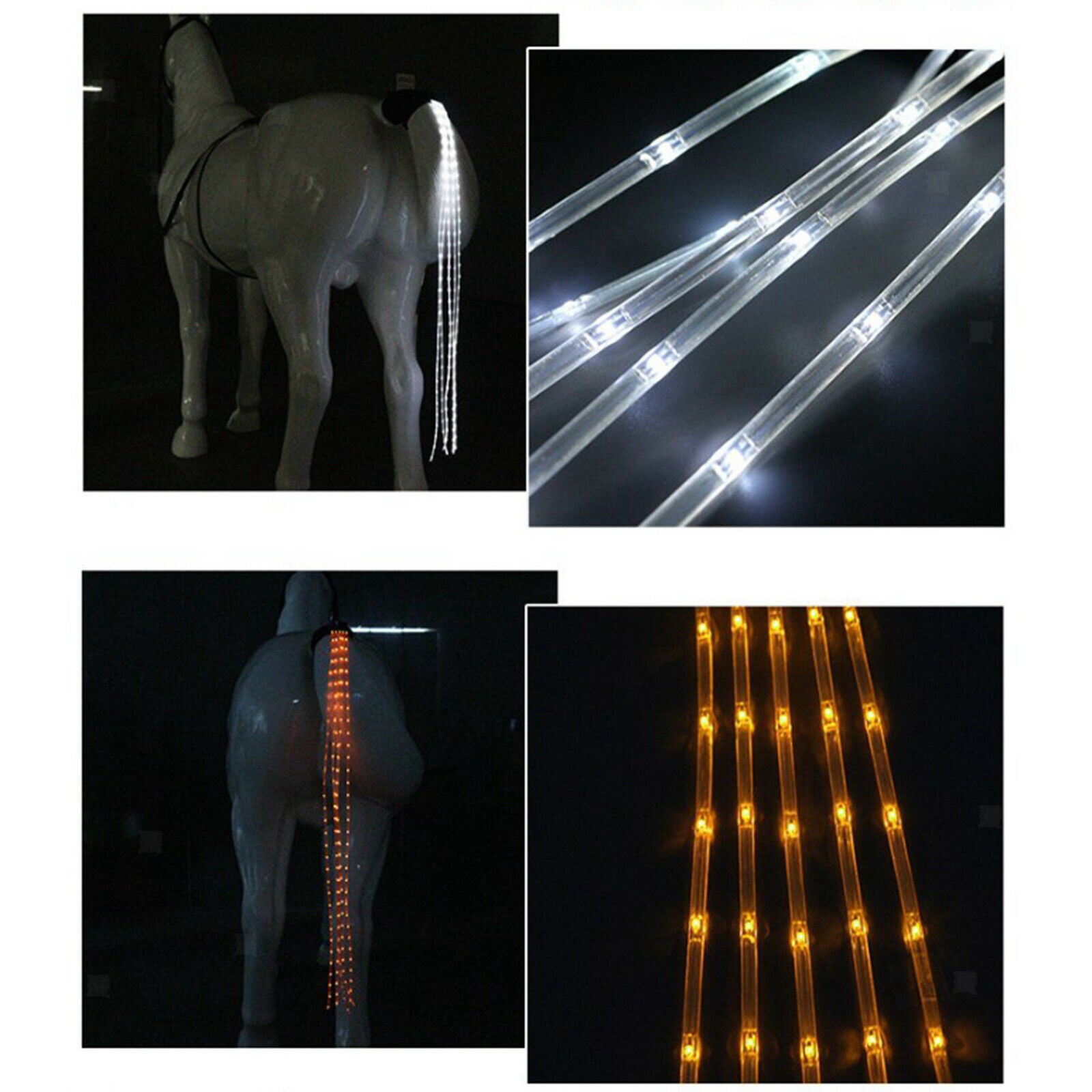 LED Horse Tail Light USB Adjustable Ponytail Lamp Pony Harness Lights Accessory