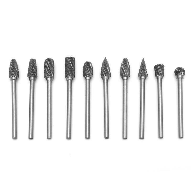 New 10Pc 1/8" 6mm Tungsten Carbide Cutter Rotary Burr Set CNC Engraving Bit Tool