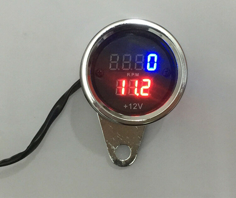 High Qualiy Universal 12V LED Digital Tachometer Voltmeter Gauge for Motorcycle