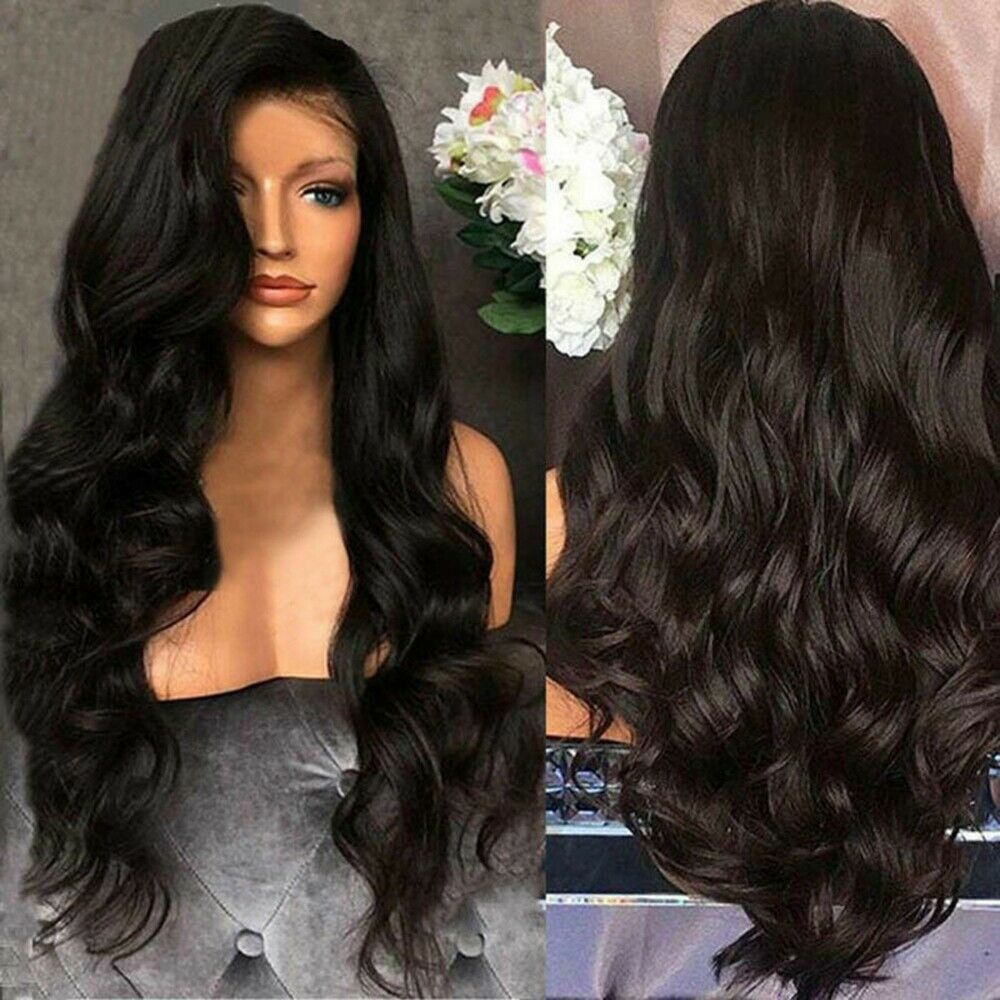 100% Remy Brazilian Human Hair Lace Front Wig Full Lace Wavy Wig Real Thick New.