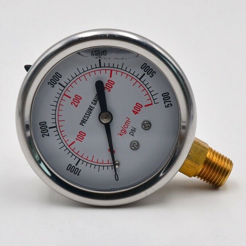 1/4 NPT Automotive Oil Pressure Gauge Instrument Hydraulic Meter 0-5700 PSI F8R9