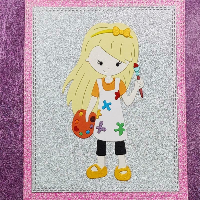 DIY Girl Painting Scrapbook Embossing Stencil Album Steel Mould for Paper Card