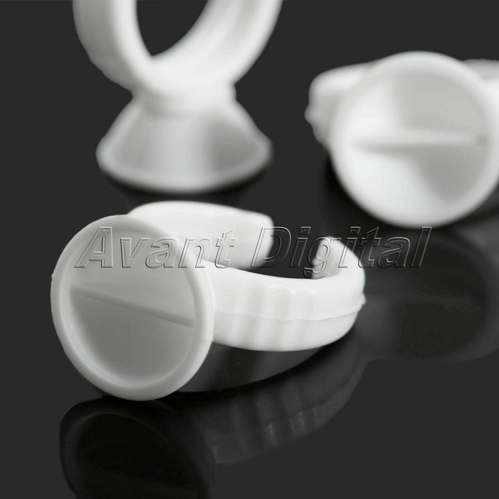 50Pcs White Plastic Tattoo Ink Cups Finger Ring Holders Permanent Makeup Tool