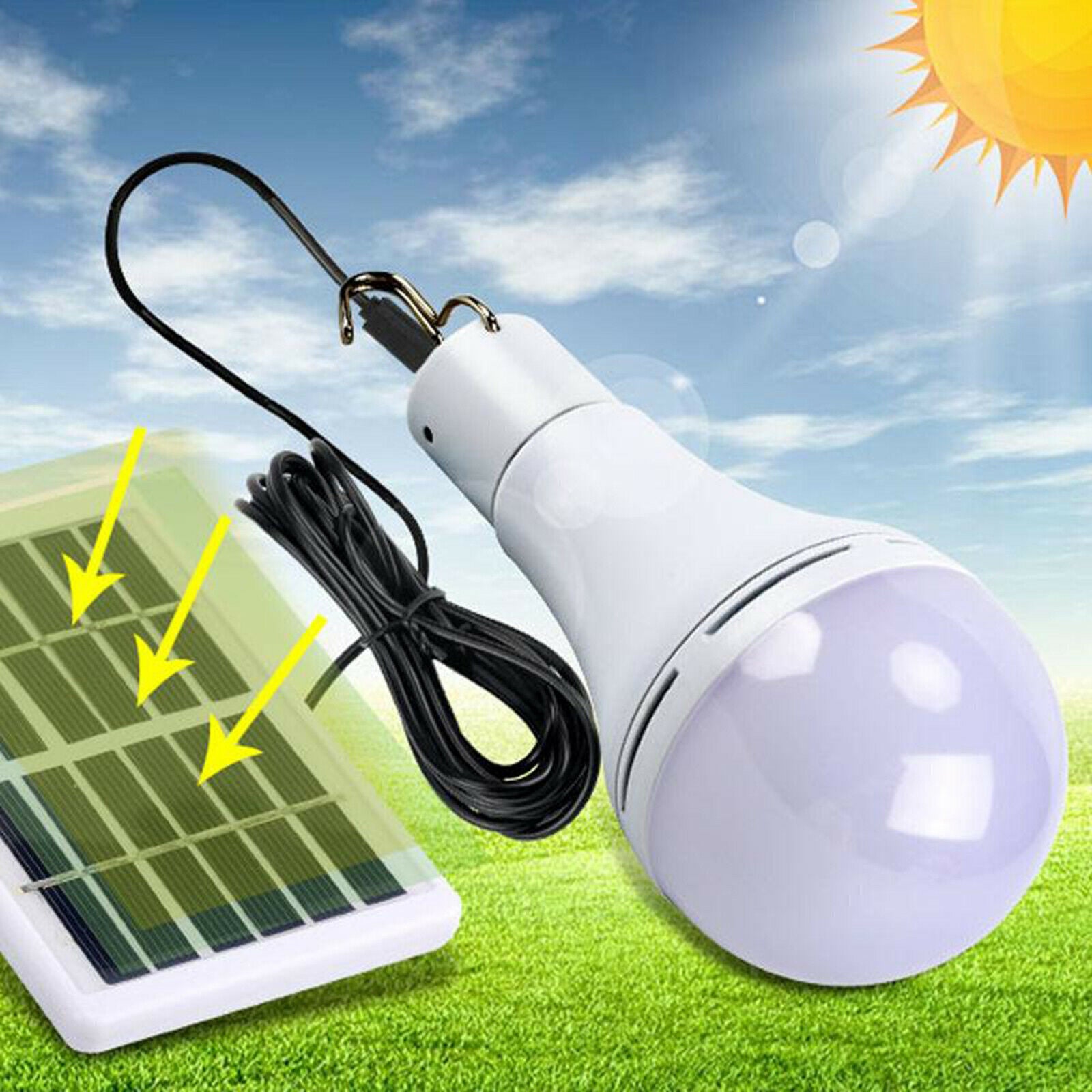 Solar Powered Shed Light Bulb LED Portable  Up 9W Lamp Chicken Coop Lighting