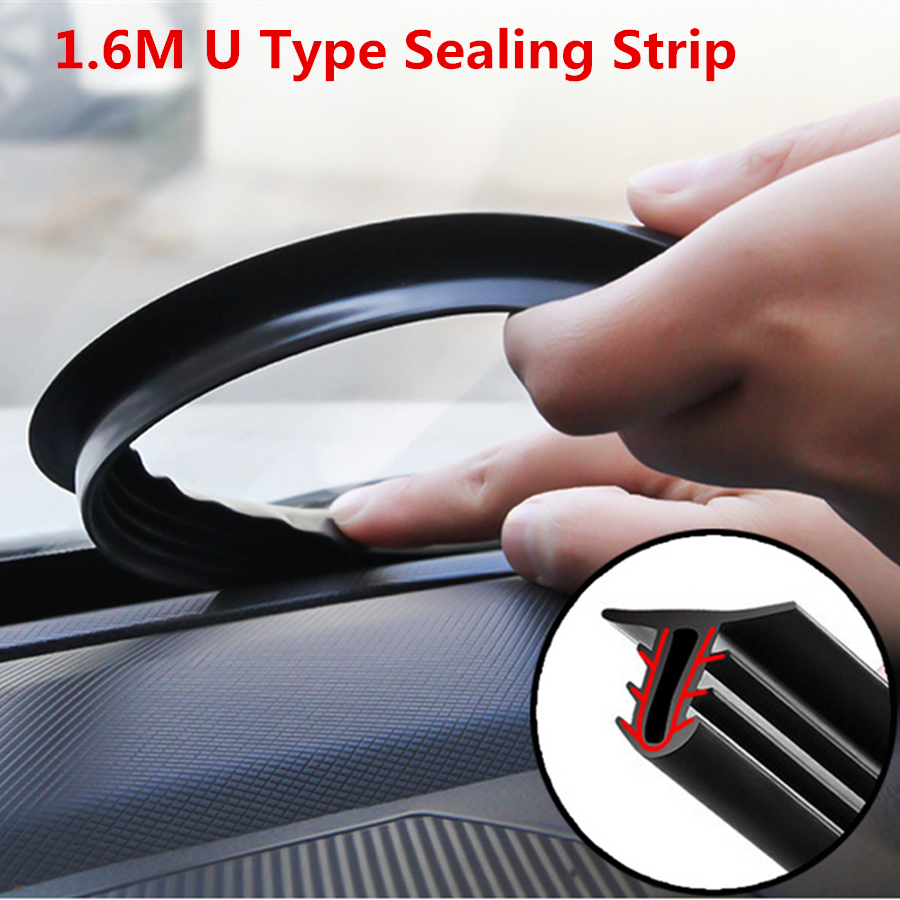 Universal 1.6M U Type Car Rubber Sound Seal Strip Dashboard Edges Sealing Strips