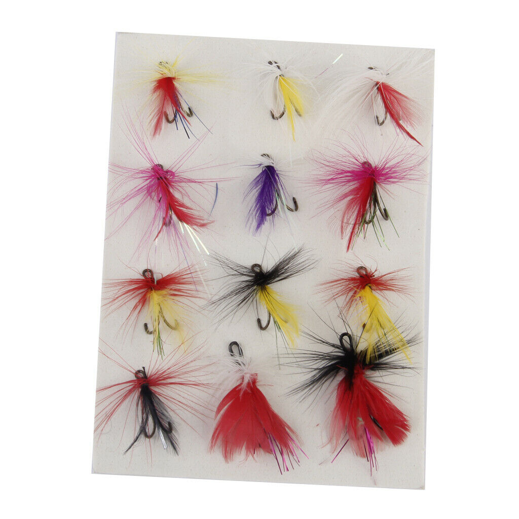 12pcs Lures with Feathers Double Fish Hooks Crank Bait Minnow Popper