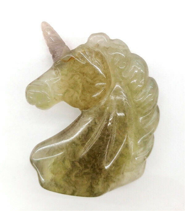 60x40x15mm Natural Fluorite Carved Unicorn Decoration Statue Reiki Decor HH7537