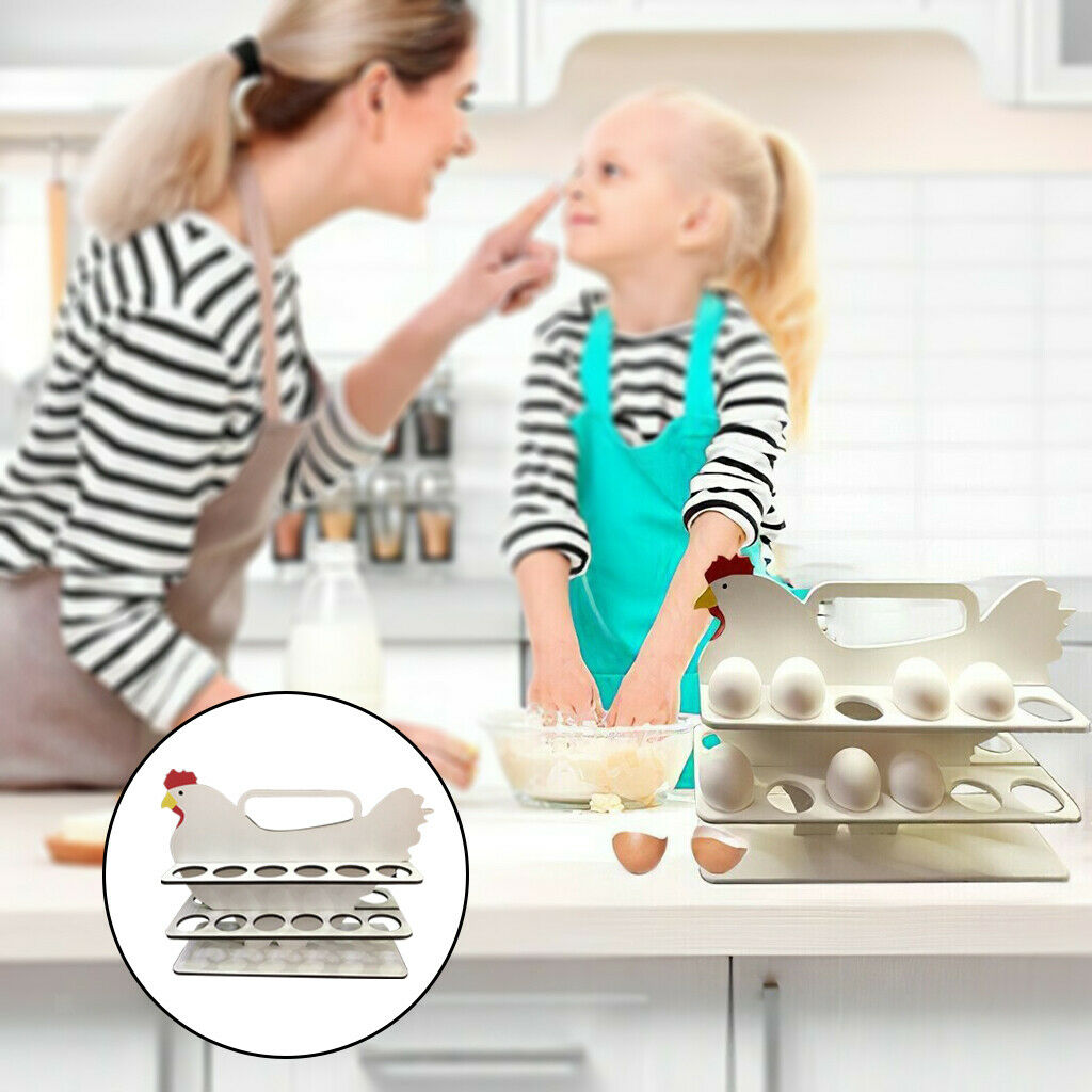 Wooden Egg Storage Rack Chicken-Shaped Egg Storage Rack for Kitchen White