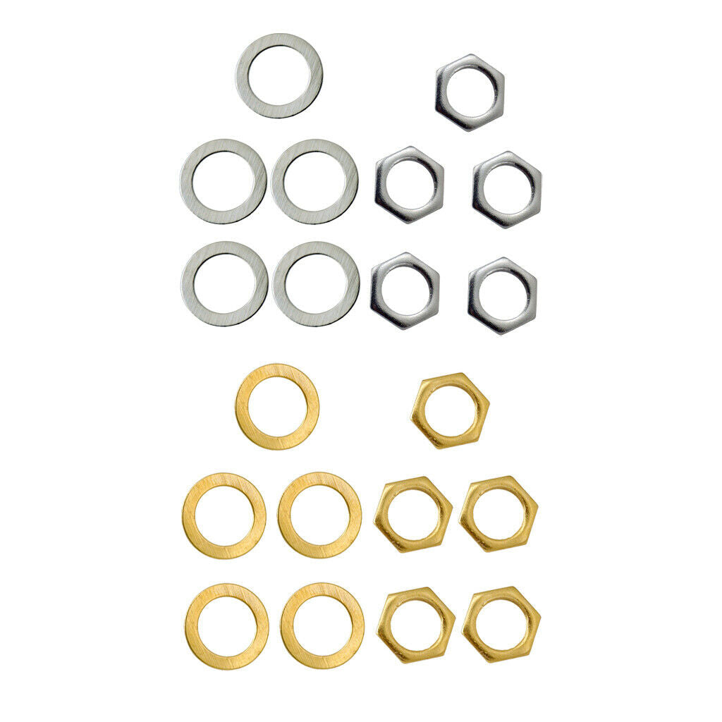 10x Iron Jack Socket Nuts + Washers For Electric Guitar Part