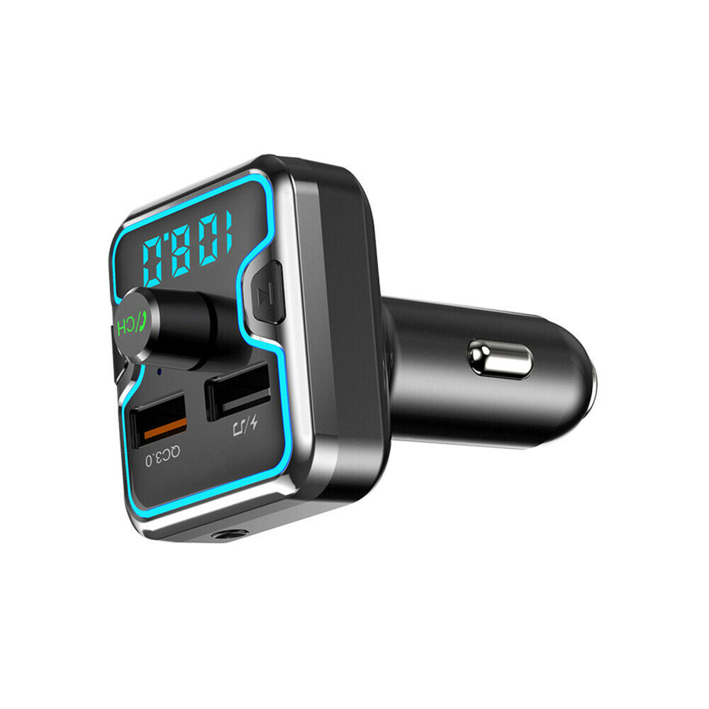 Car Bluetooth FM Transmitter Car Fast Charger Adapter Music Player with Light