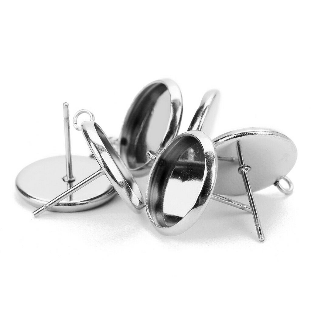 20X Stainless Steel Earrings Pin Stud Findings Back Post Blank DIY Craft 8mm