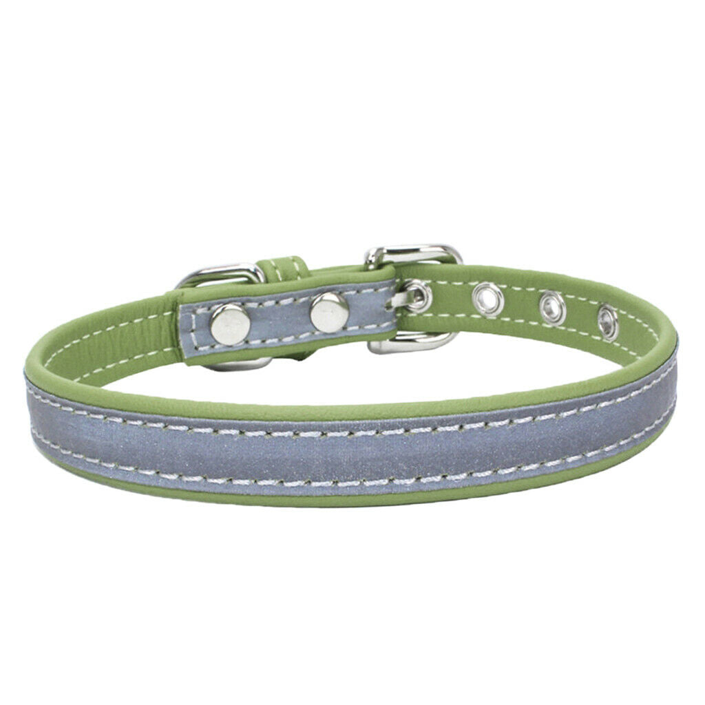 Reflective Personalized Safety Dog Collars for Dogs Puppy Adjustable Green-M