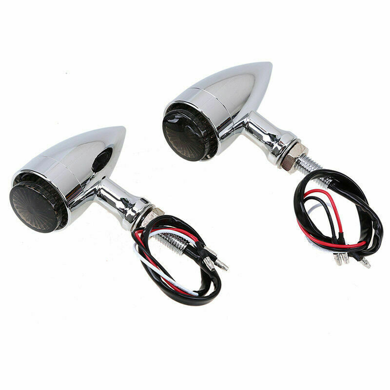 Aluminum Chrome Turn Signal Light M10 Amber Indicator 10mm Bolt Motorcycle