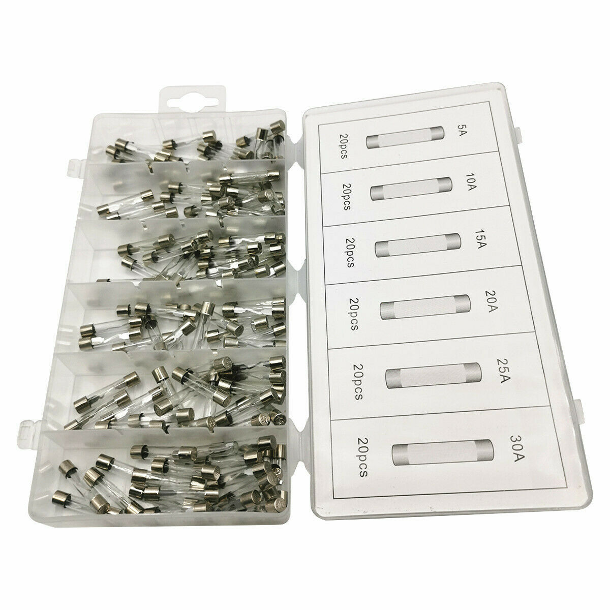120Pc Car Fuse Glass Fuse Insert Type 12V Small Truck Universal Car 24V Square