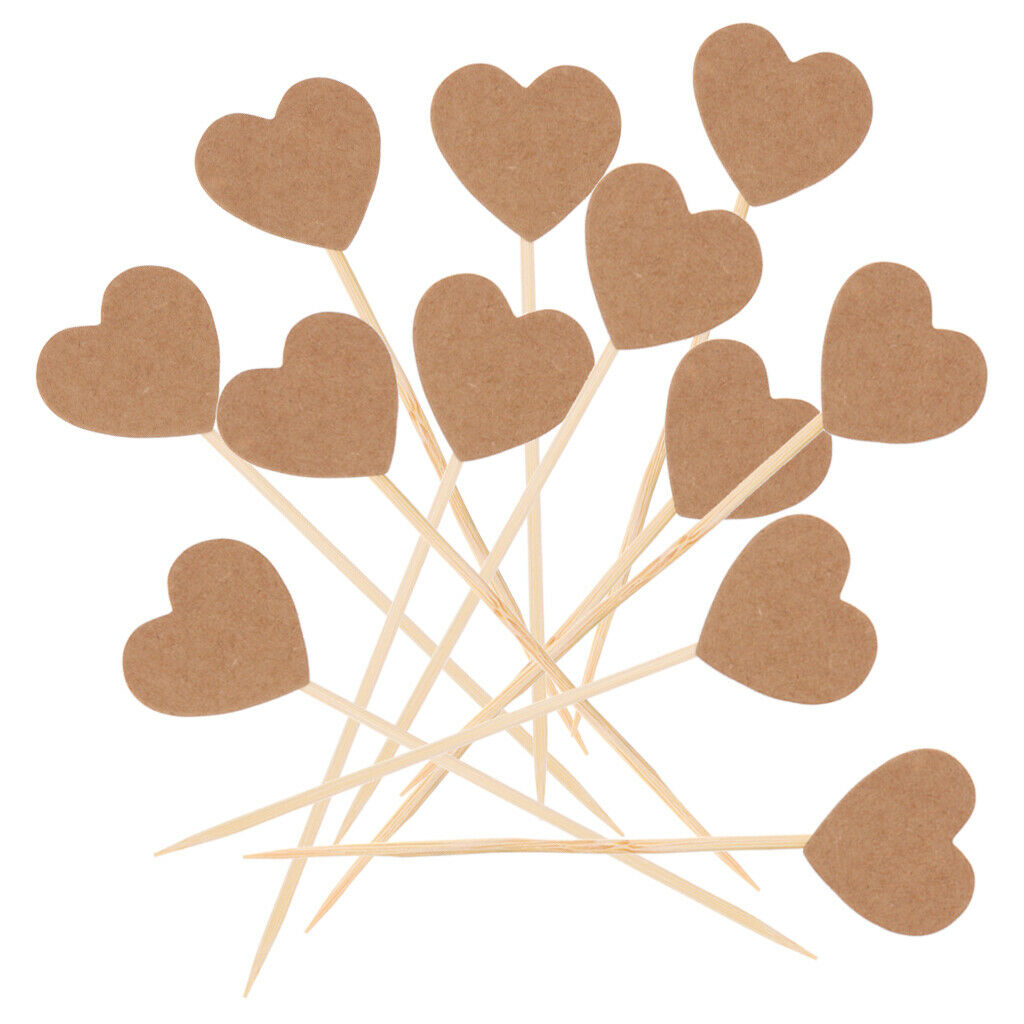 100pcs Wedding Party Kraft Brown Window Candy Gift Boxes Heart Cupcake Picks