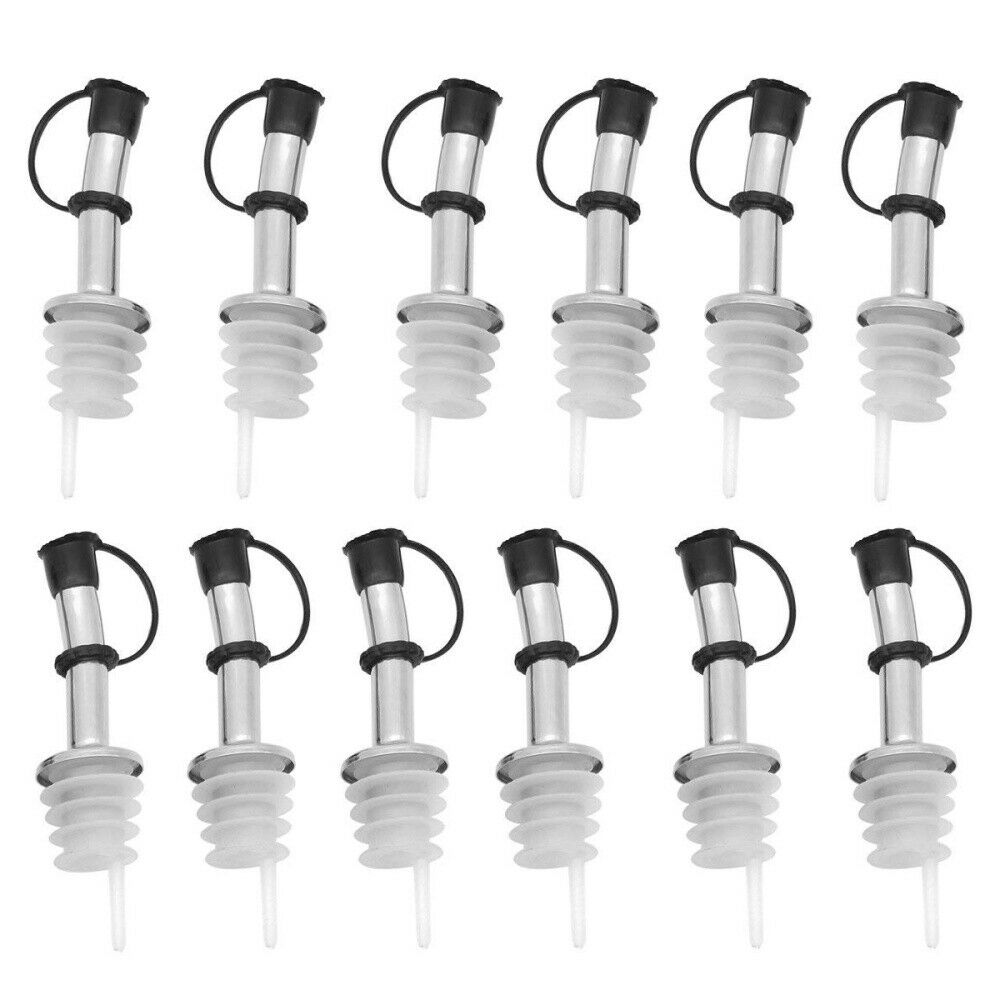 12Pcs Stainless Steel Liquor Spirit Pourer Flow Wine Bottle Pour Spout Stoppers