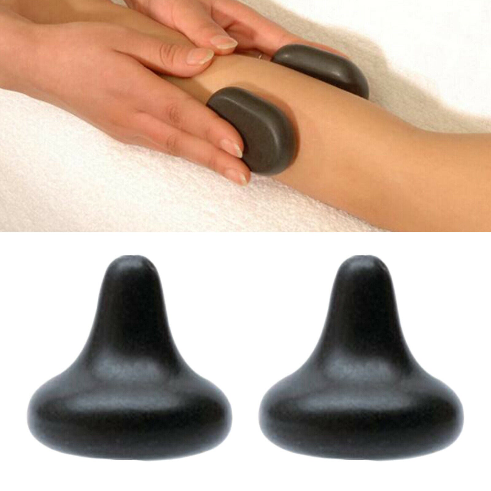 2 Piece Spa Therapy Hot Massage Stone Body Lava Basalt Tool 6.3x6.3x5.3cm