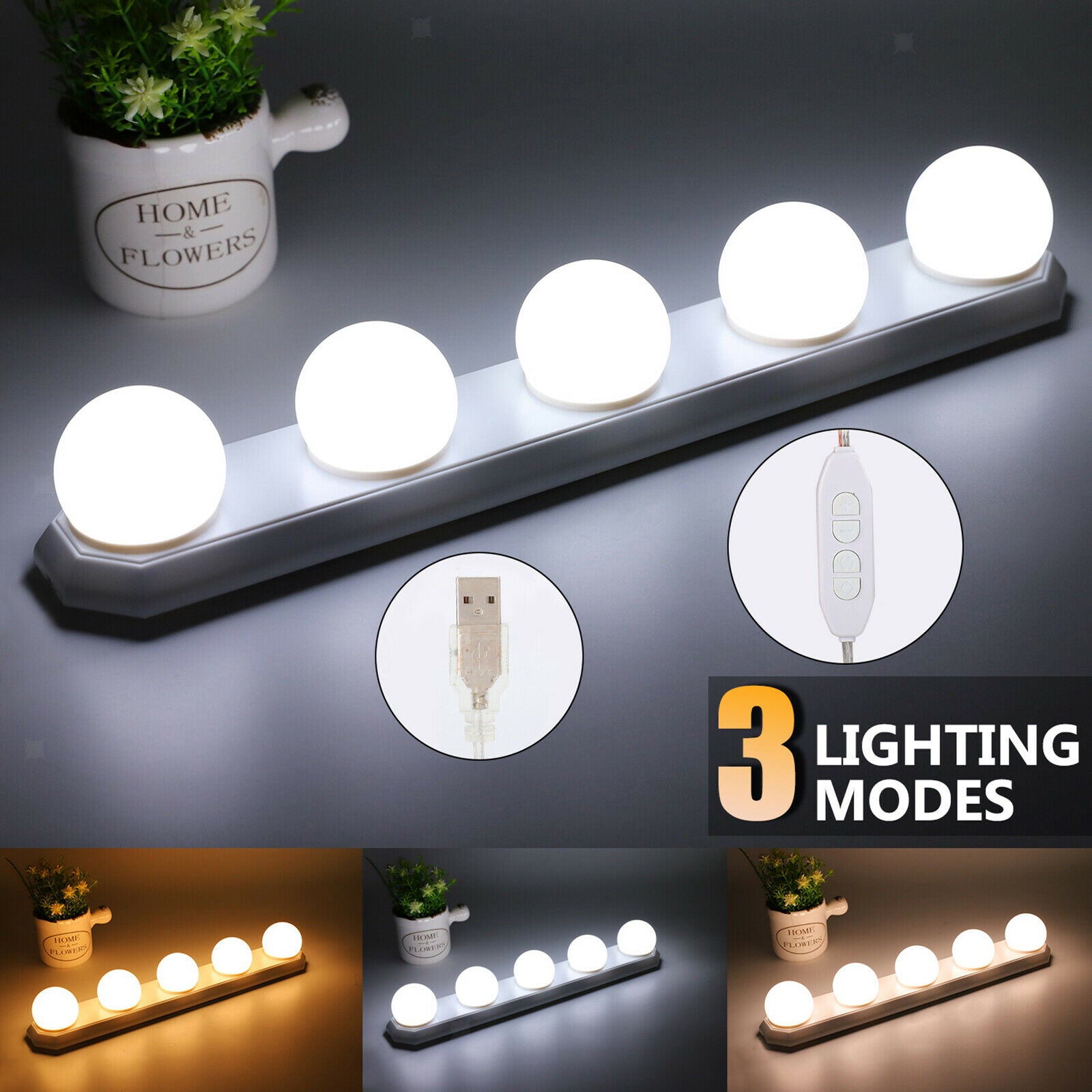 USB 5 Led Makeup Mirror Lights Mirror Strip Vanity Mirror Decoration Lights