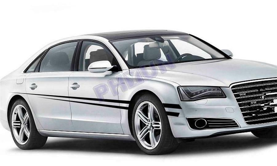 2 Pcs Car Body Stickers Matt Black Streamline Style 94.5'' x 8.7'' Universal