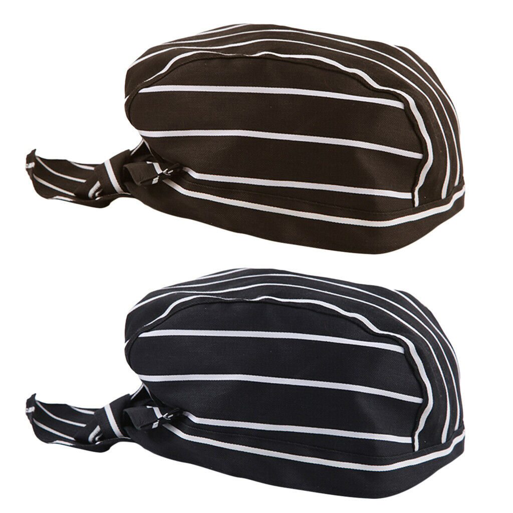 2 Pieces Unisex Catering Chef's Headwrap Bandana Hat Head Do Tied Caps