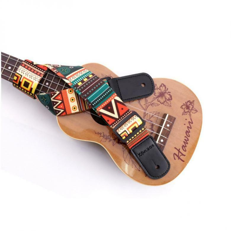 Adjustable Printing National Style Ukulele Strap Soft PU Leather