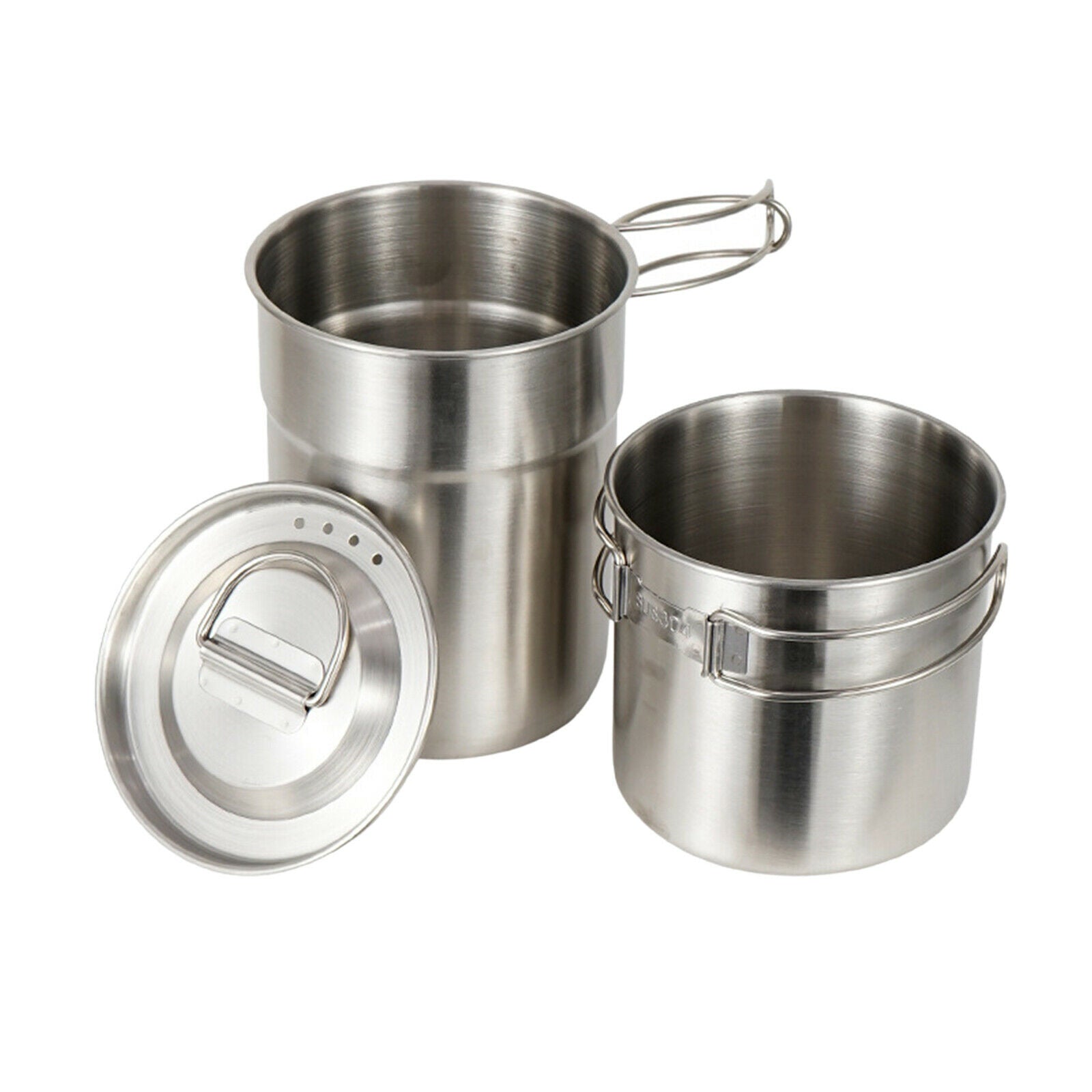 Portable 2x Camping Cup Kit Cookware Pot Cooking Bowl Hiking Camp Outdoor