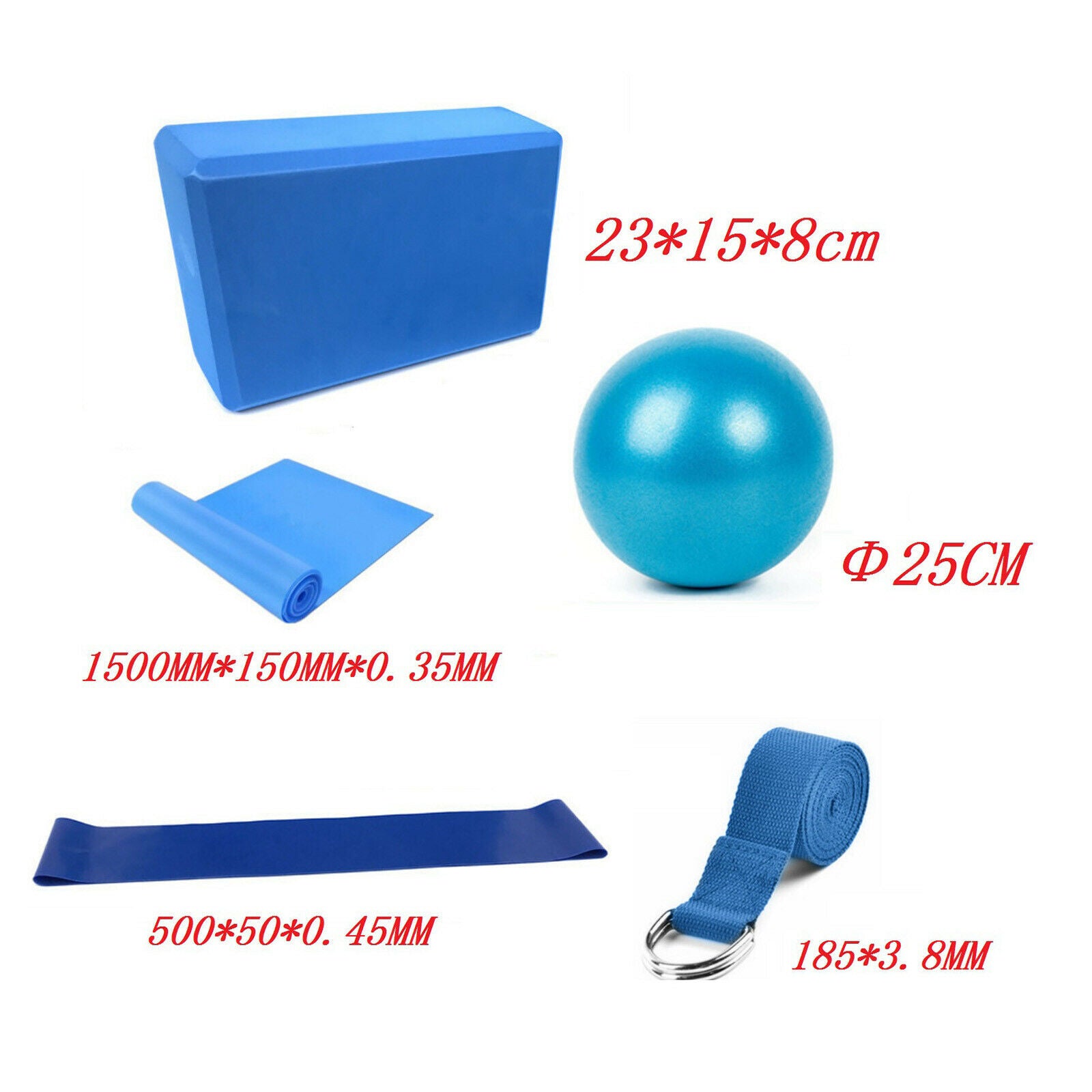 5pcs Yoga Blocks, Yoga Ball & Resistance Bands Set, Long Bands for Arms,
