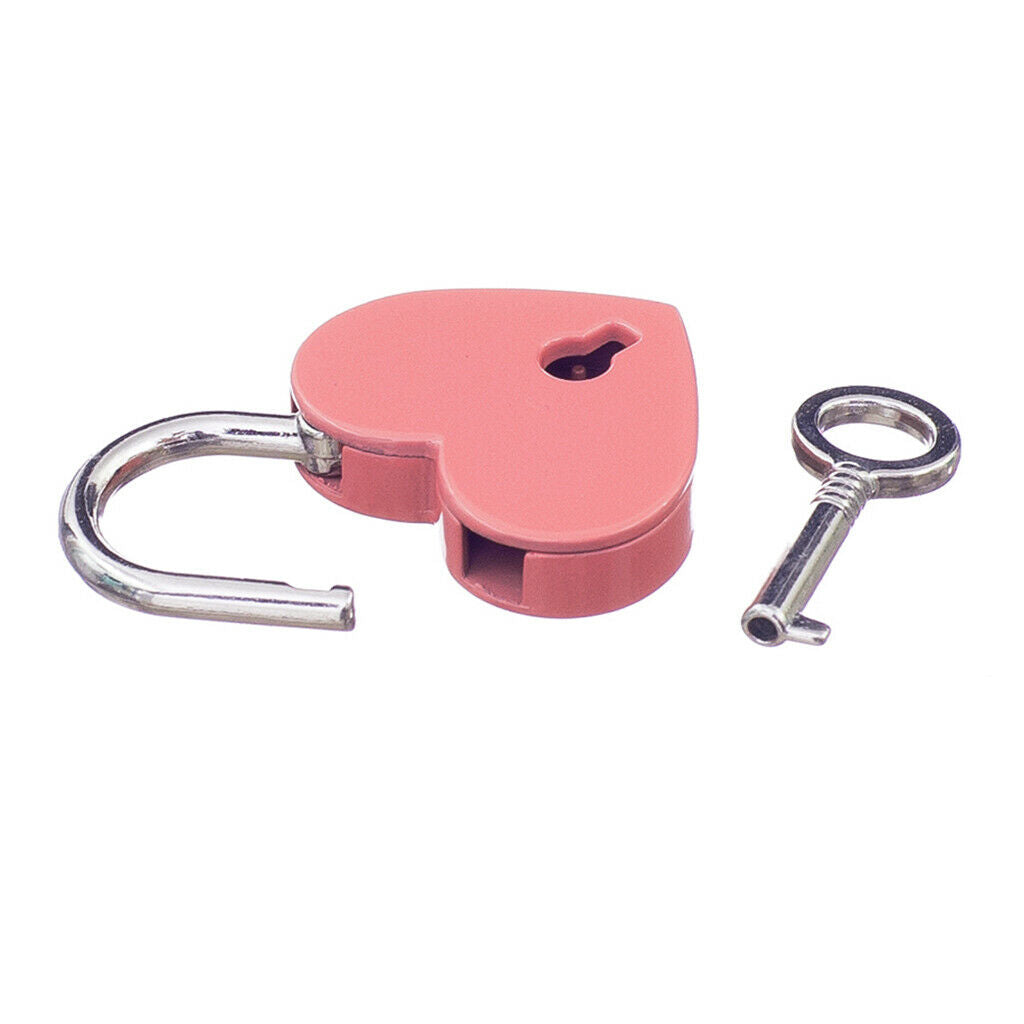 Mini Heart Shape Lock Key Set for Jewelry Box Luggage Collectibles Gift Pink