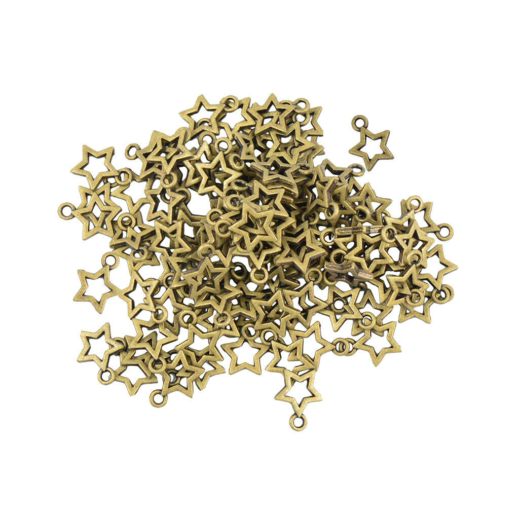 100pcs Bronze Tone Stars Charms Pendants DIY Jewelry Accessories Earrings