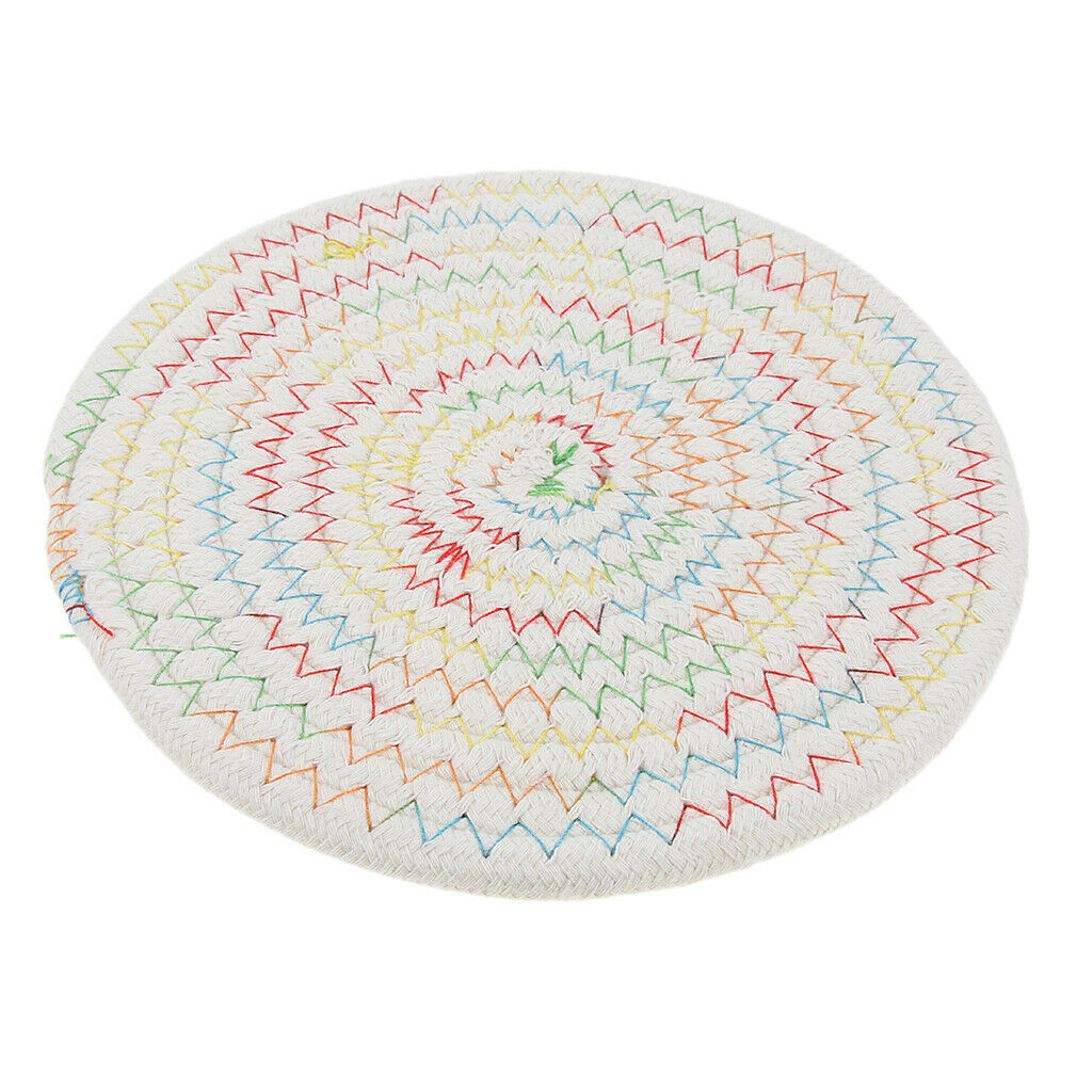 Round Cotton Braided Table Placemat Mat Coaster for Cup Saucer Bowl Teapot