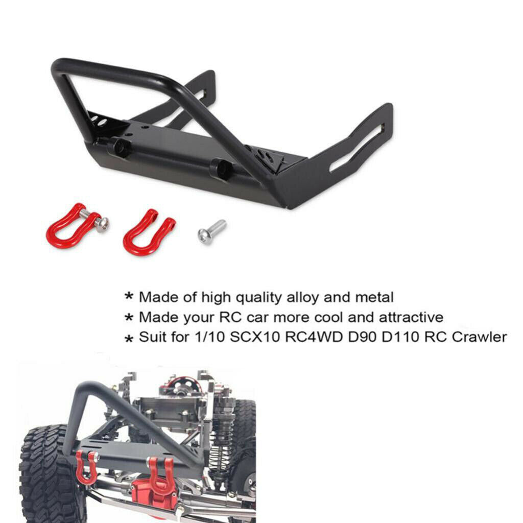 Steel Front Bumper Trapezoid Bull Bar with Shackles for 1/10 Axial SCX10 D90