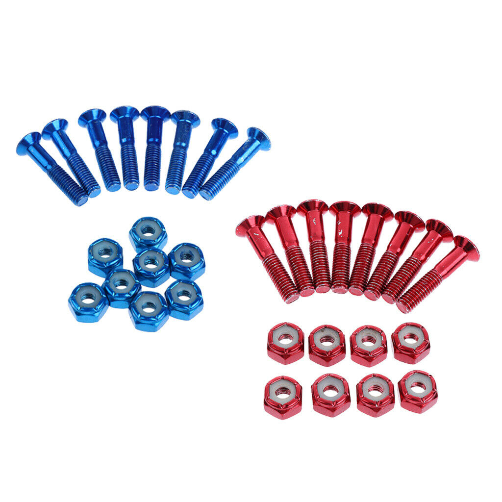 12 Pieces Replacement 1" Skateboard Deck Mounting Screws Lock Nuts DIY Truck