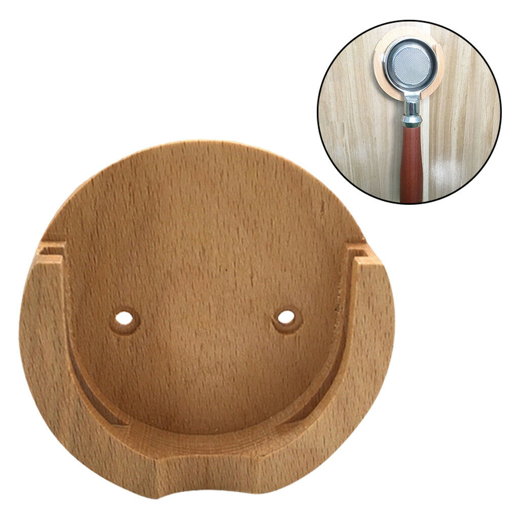 Wooden Espresso Coffee Portafilter Wall Rack Holder Organizer Coffee Tool