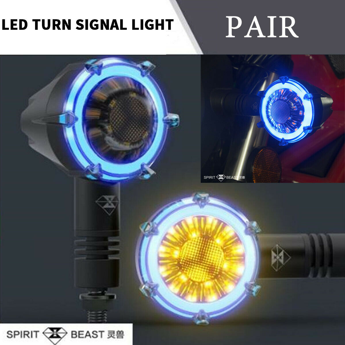 Motorcycle Waterproof LED Signal Daytime Running Light turbo light guide flasher