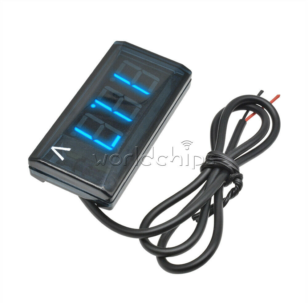 Blue Car Motocycle 12V Digital LED Display Voltmeter Voltage Gauge Panel Meter